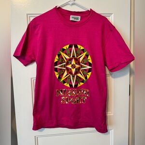 Missoni Sport Magenta Graphic Logo T-Shirt Size Small Italian Designer Tee
